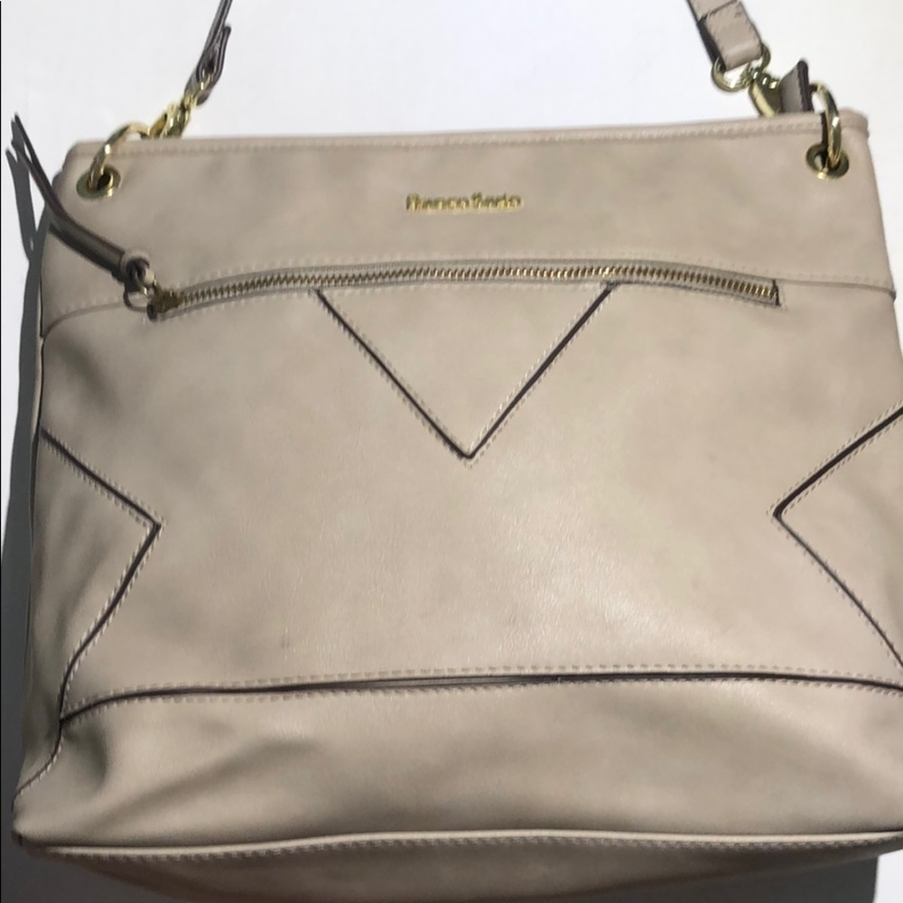 FrancoSarto Large tan  Crossbody / Shoulder Bag with UNIQUE style - Picture 2 of 11